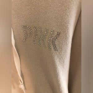 Victoria’s Secret Beige Zip up hoodie. Sparkles, bling, size XS